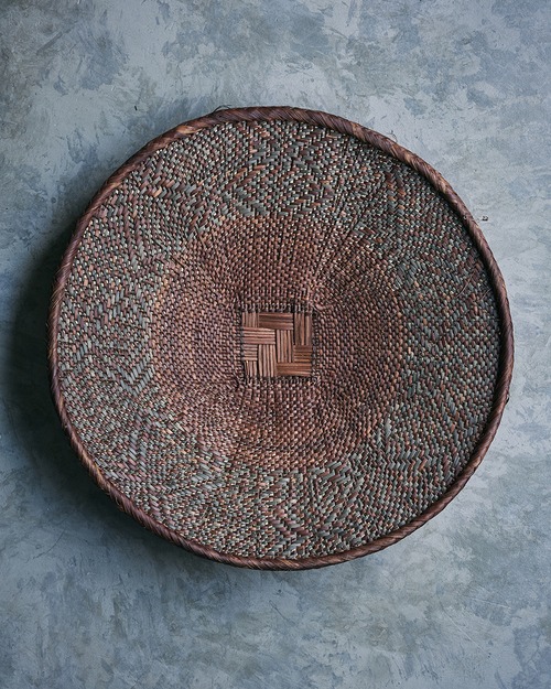 Tonga Basket Flat Basket(Brown) L
