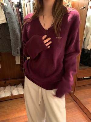 (予約)poster / Raccoon V-Neck Knit / 4color