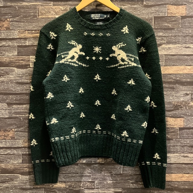 RALPH LAUREN SKI WOOL SWEATER GREEN