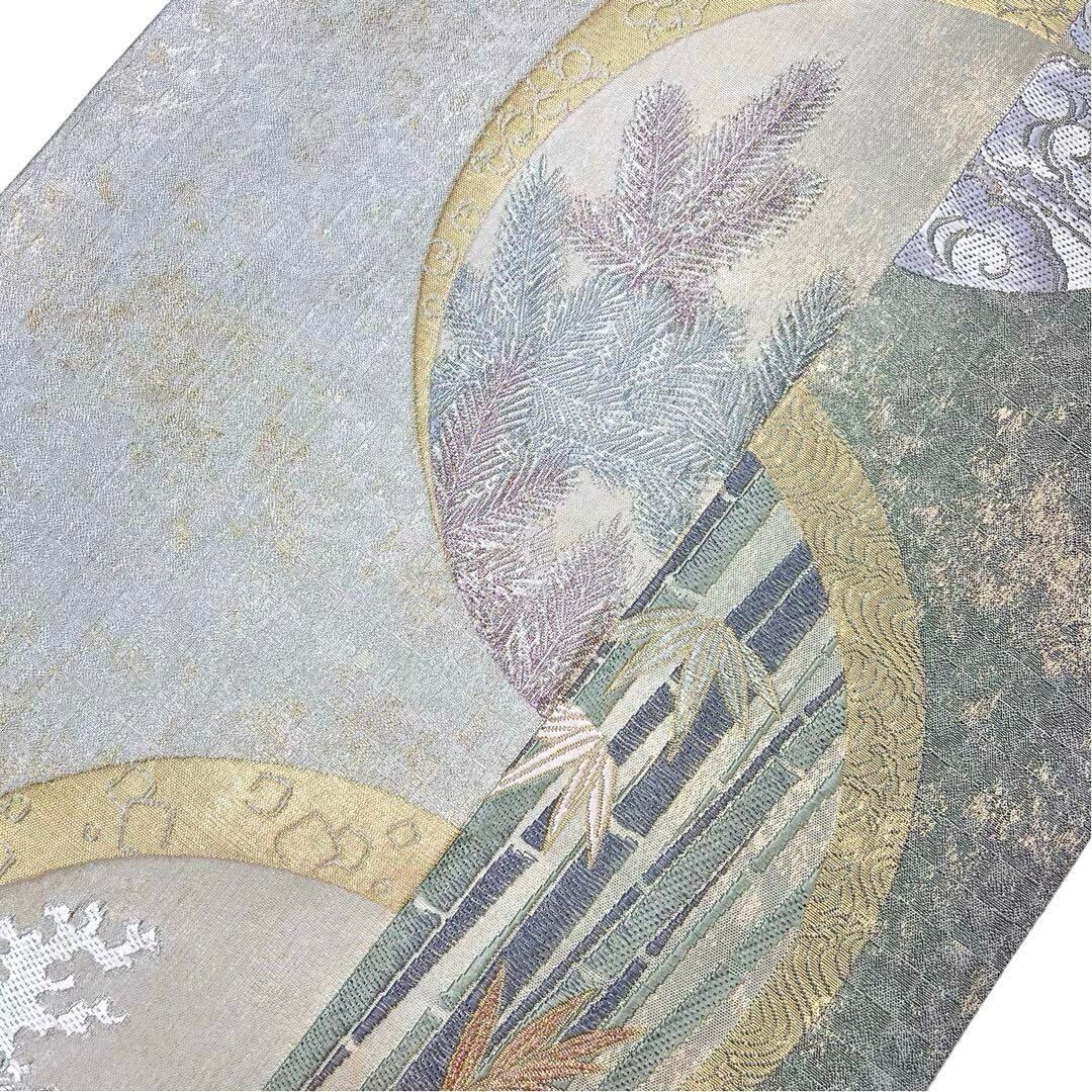 袋帯 西陣 映調献上文 竹や荒波模様 証紙付 薄墨色 O-3841 | リユース  