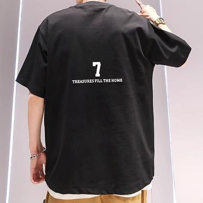 oversize number7 short sleeve t-shirt A0429