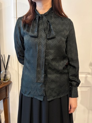 Christian Dior / vintage deep  green ribbon tie blouse.