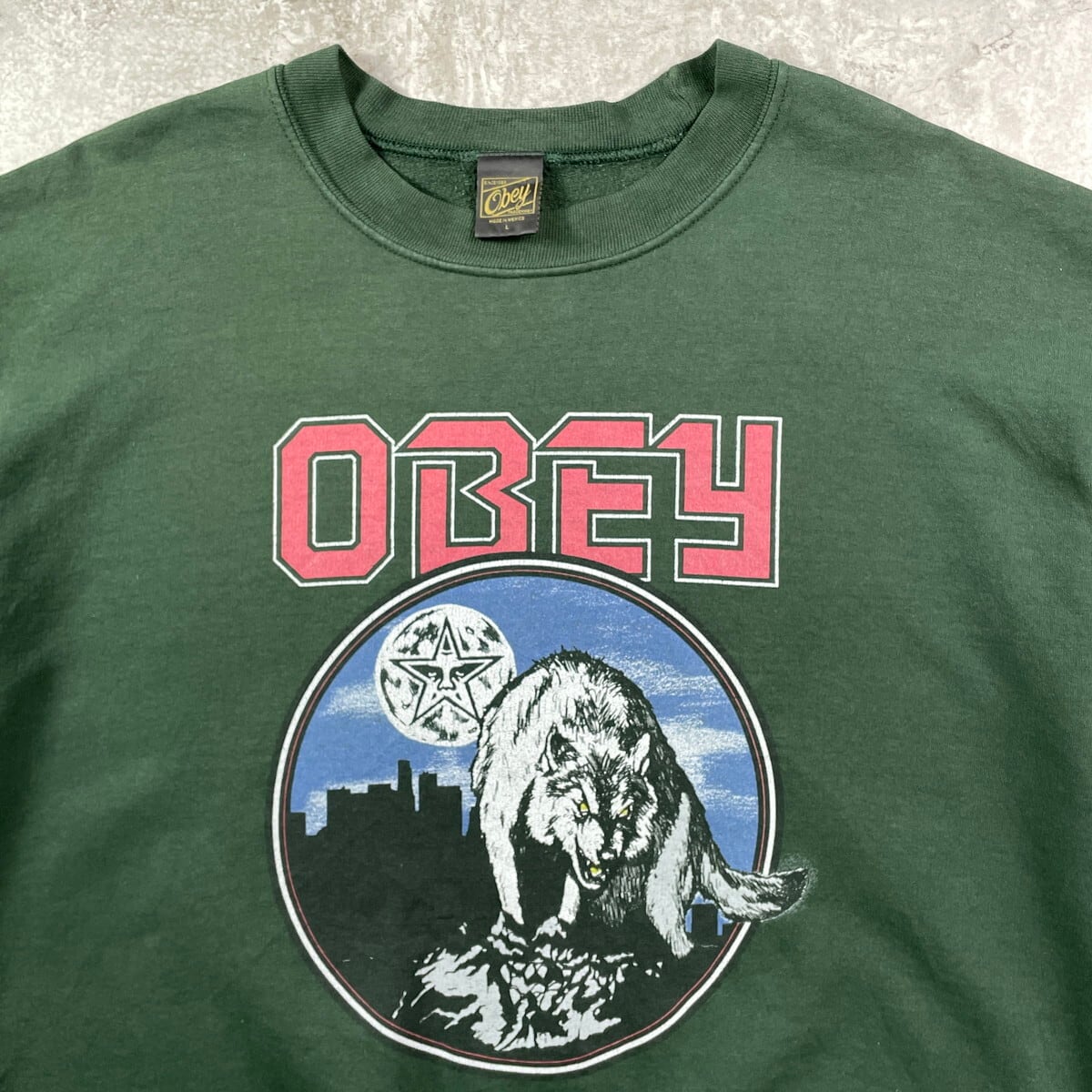 90年代 OBEY オベイ ロゴプリント オオカミ メンズL 古着 90s VINTAGE