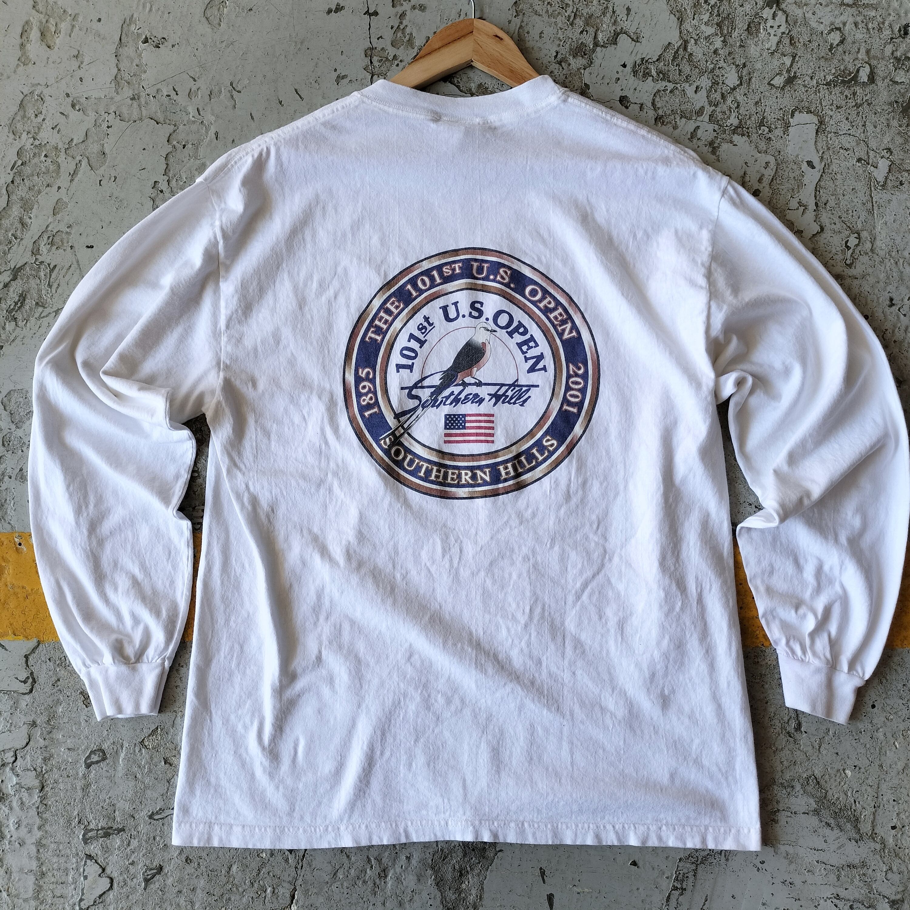 Used 長袖◆L アメリカ製 101st U.S OPEN Golf 白 ロンT◆USA古着 ヴィンテージ