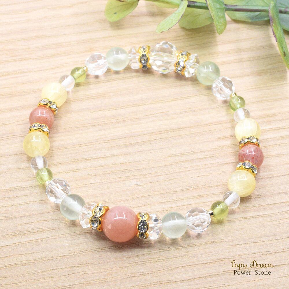 女性としての魅力を高めるお守り | オレンジムーンストーン、サンストーンのパワーストーン ブレスレット