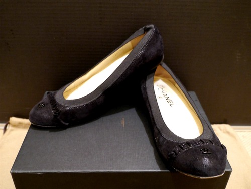 レア美◆CHANEL シャネル フラット パンプス バレエシューズ黒◆