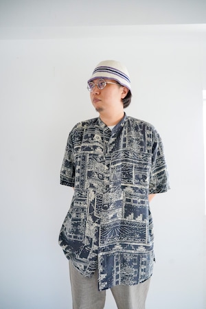 【1990s】"Personal Choice" Silk 100% Geometric Pattern Shirts / 6-193