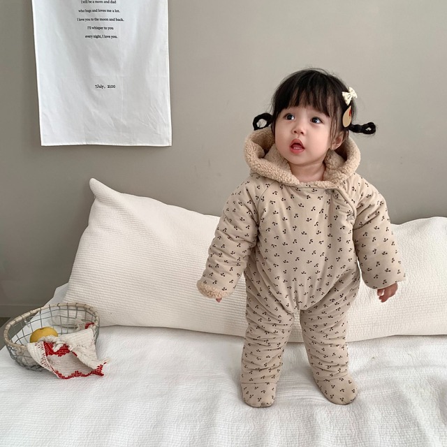 【冬作】花柄orレオパードロンパース