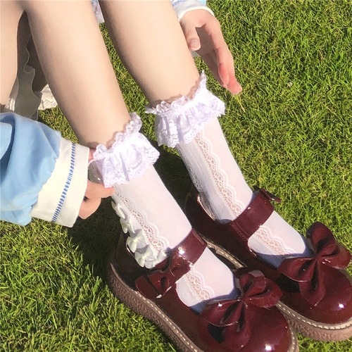✞ ソックス 大人女子☆リボンレース♥カワイイ♥ スウィート タイツ ストッキング ステッチ ✞ゴスロリ SM ミリ 甘ロリ クラロリ 和ロリ エレガント 黒ロリ 姫ロリ 華ロリ BB-BB91314346514