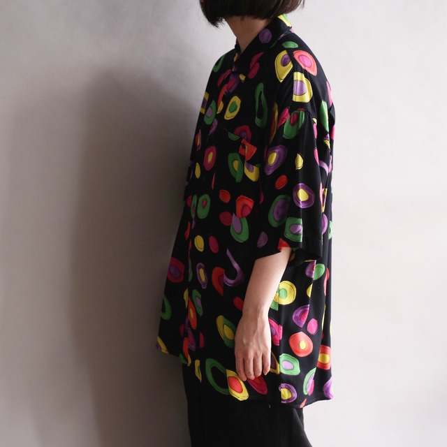 many art colorful circle h/s rayon shirt