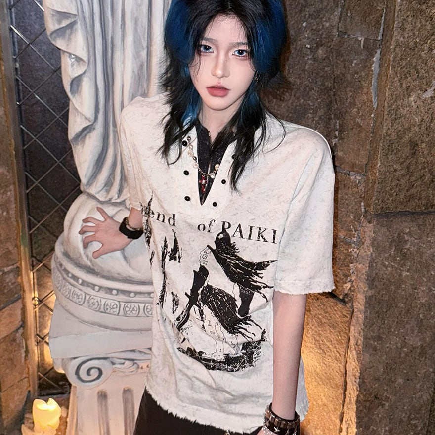 サブカル地雷系 Y2K Tシャツ ダメージ加工