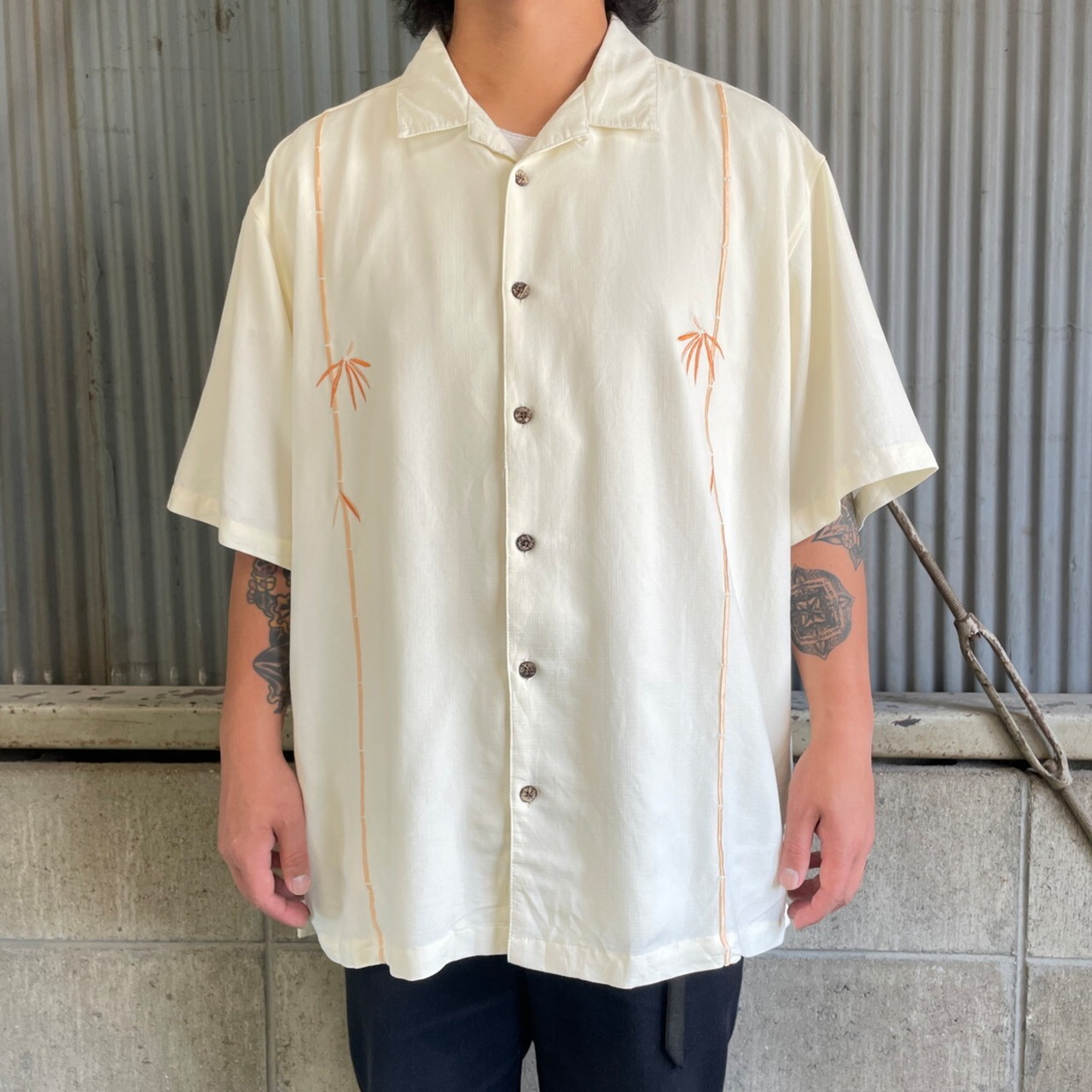 ビッグサイズ Havana Jacks Cafe 開襟 刺繍レーヨン アロハシャツ 