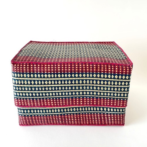 Large rectangular colourful basket / red  w40.5cm×30cm×h24cm
