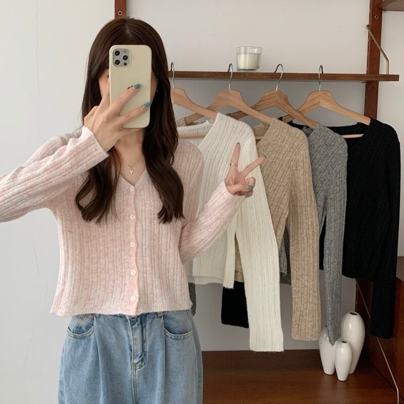 トップス オータム薄手スタイルルーズVネックショートカーディガンジャケット ロング 秋物 1号婦人59518535529