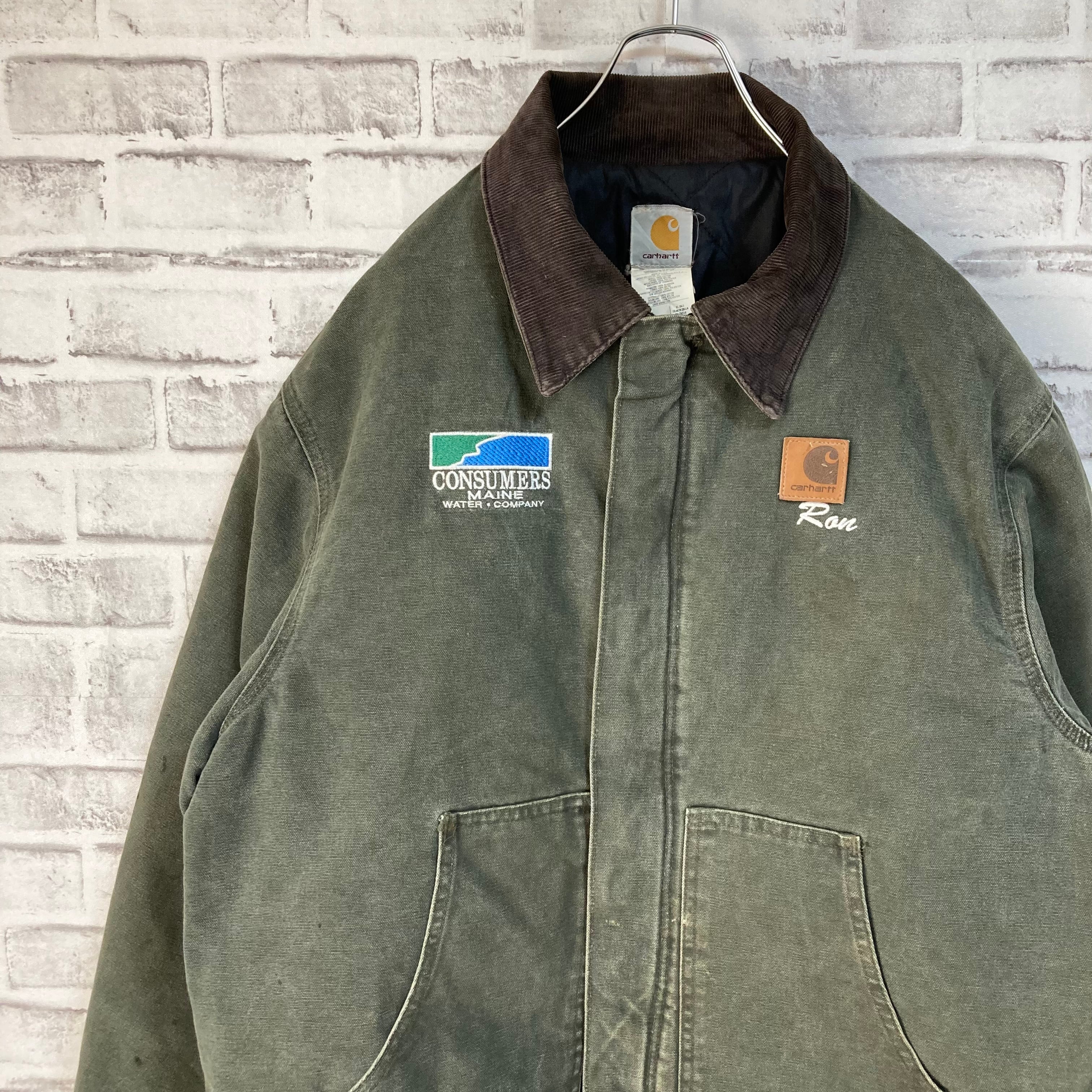 【carhartt】Duck Jacket XL 90s “ Santa fe Jacket” Made in USA カーハート ダックジャケット  企業モノ 企業ロゴワンポイントロゴ 胸ロゴ アウター アメリカ USA 古着