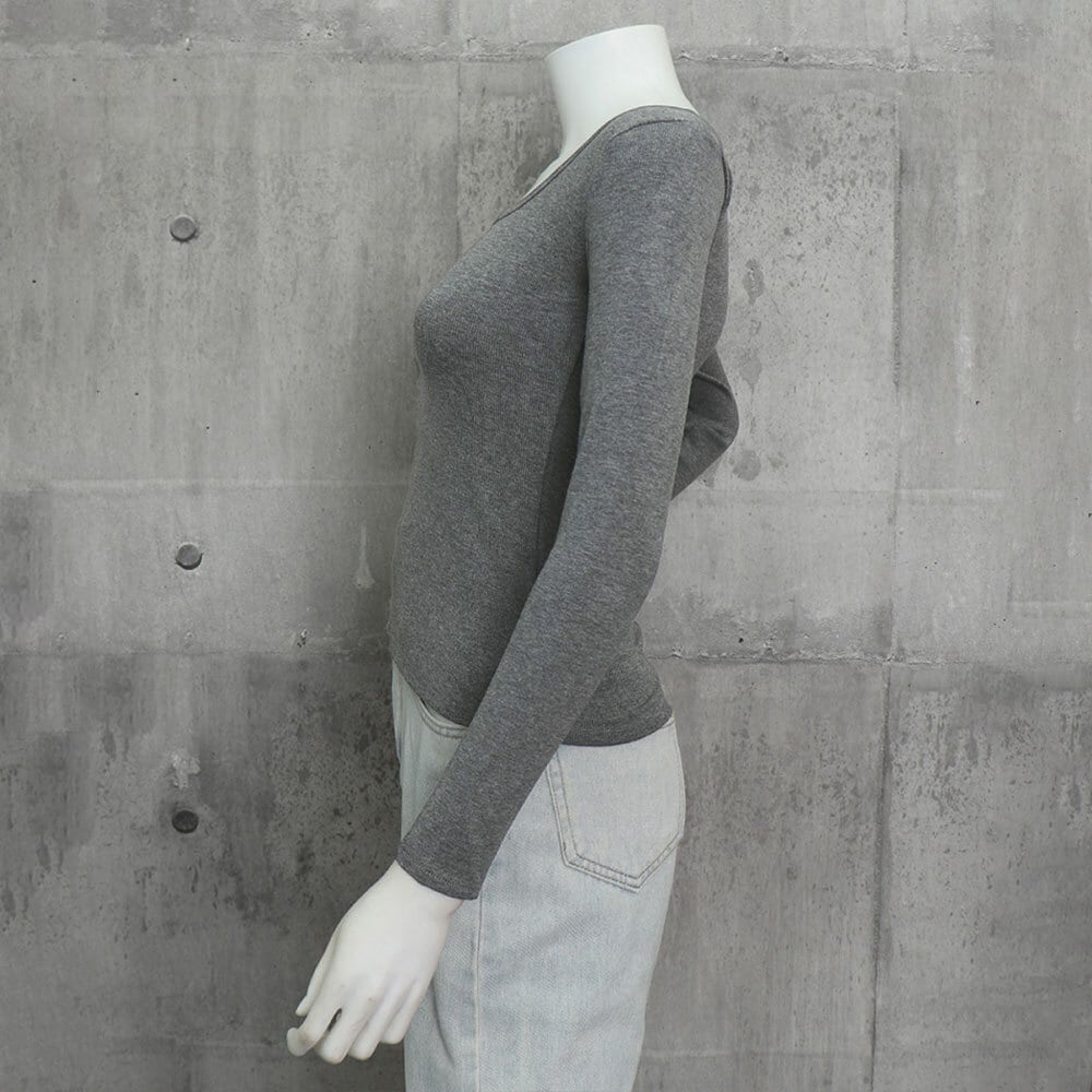 長袖 Tシャツ レディース 春秋冬 韓国 ショート丈 Uネック 裏微起毛 トップス シンプル 大人 カジュアル インナー ストレッチ 大人可愛い 大人女子