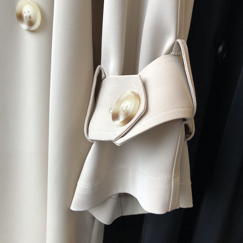 アウター コート スプリングコート 薄手 ダブルブレスト 長袖 Vネック