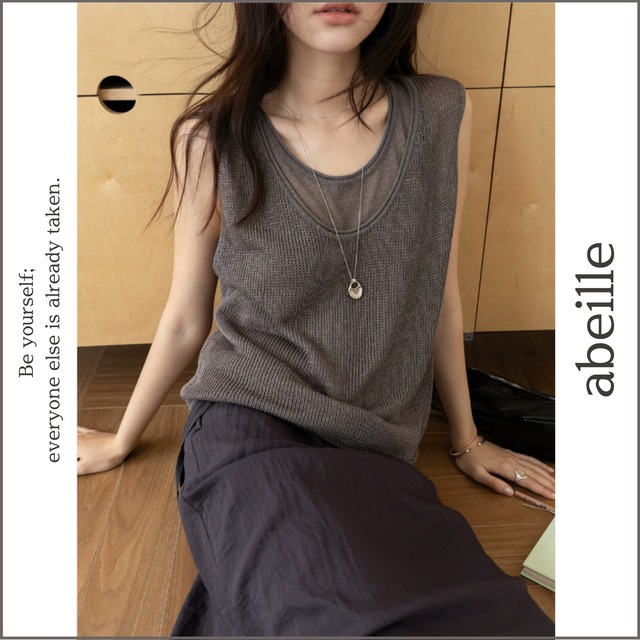 knit sleeveless top set 14606