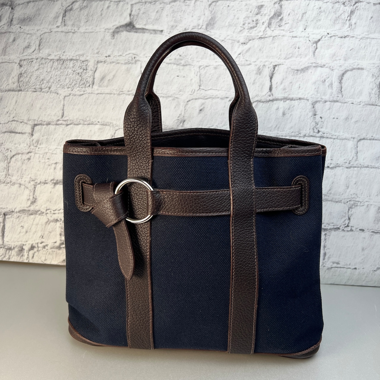 HERMES エルメス  □J刻印 キャンバス トートバッグ ブルー A-10082