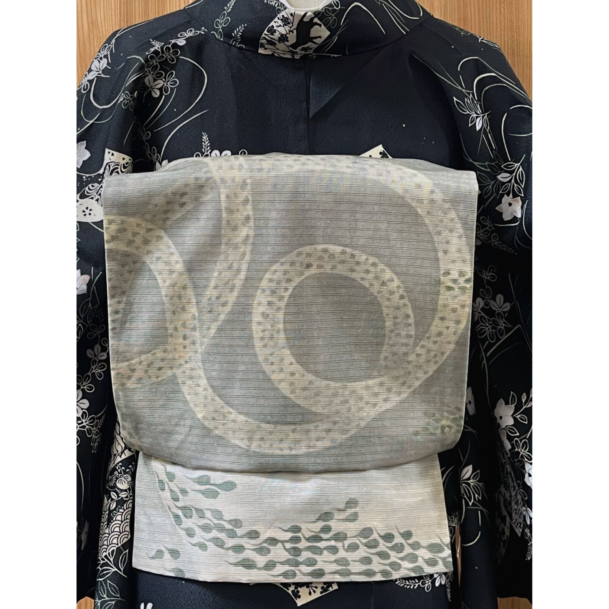 サ*き様 CHOKO×Rui 半幅帯 カエルとおたまじゃくし柄 新品】【訳あり特価】-カエルの卵とおたまじゃくし柄-シルクコットン