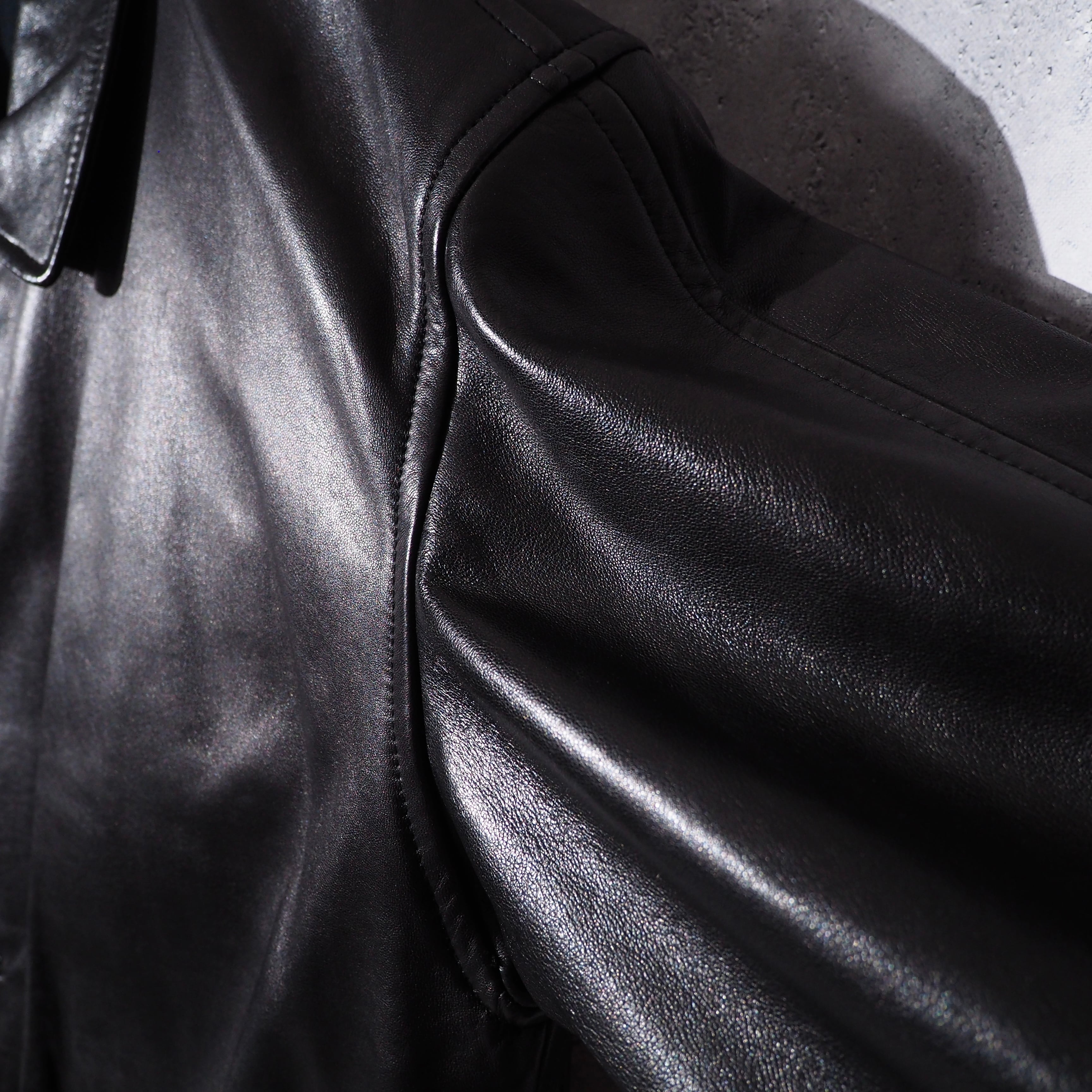 1990s ” 極上 ” Special Black Lamb leather vintage half coat jacket