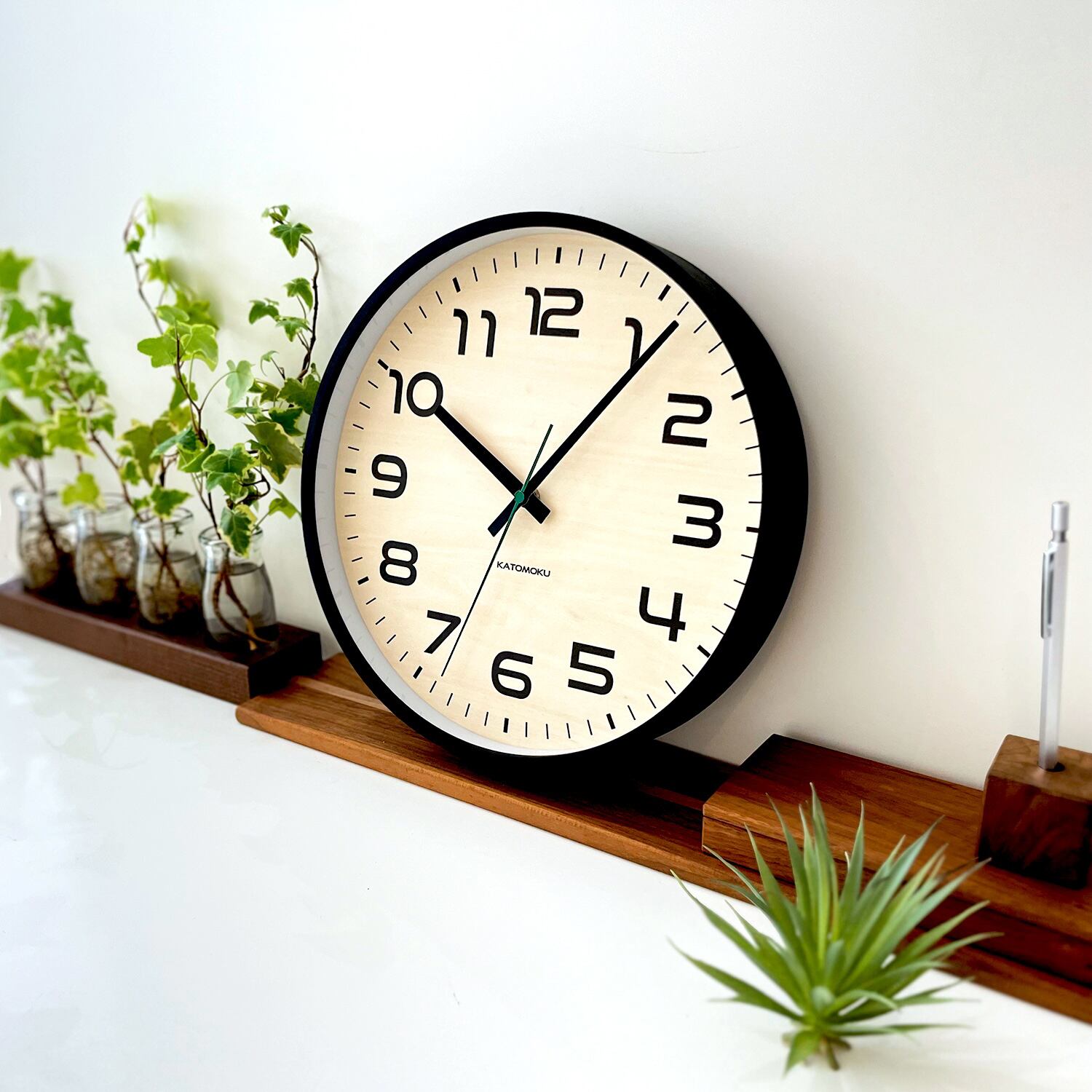 KATOMOKU plywood clock 23 ブラック km-145BK 掛け時計 | 加藤木工