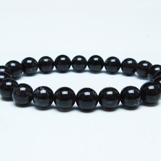 ブラックルチルクォーツ ブレスレット 9mm ブラックトルマリン トルマリネイテッドクォーツ 一点物 メール便可 [M便 1/10] 111-47153