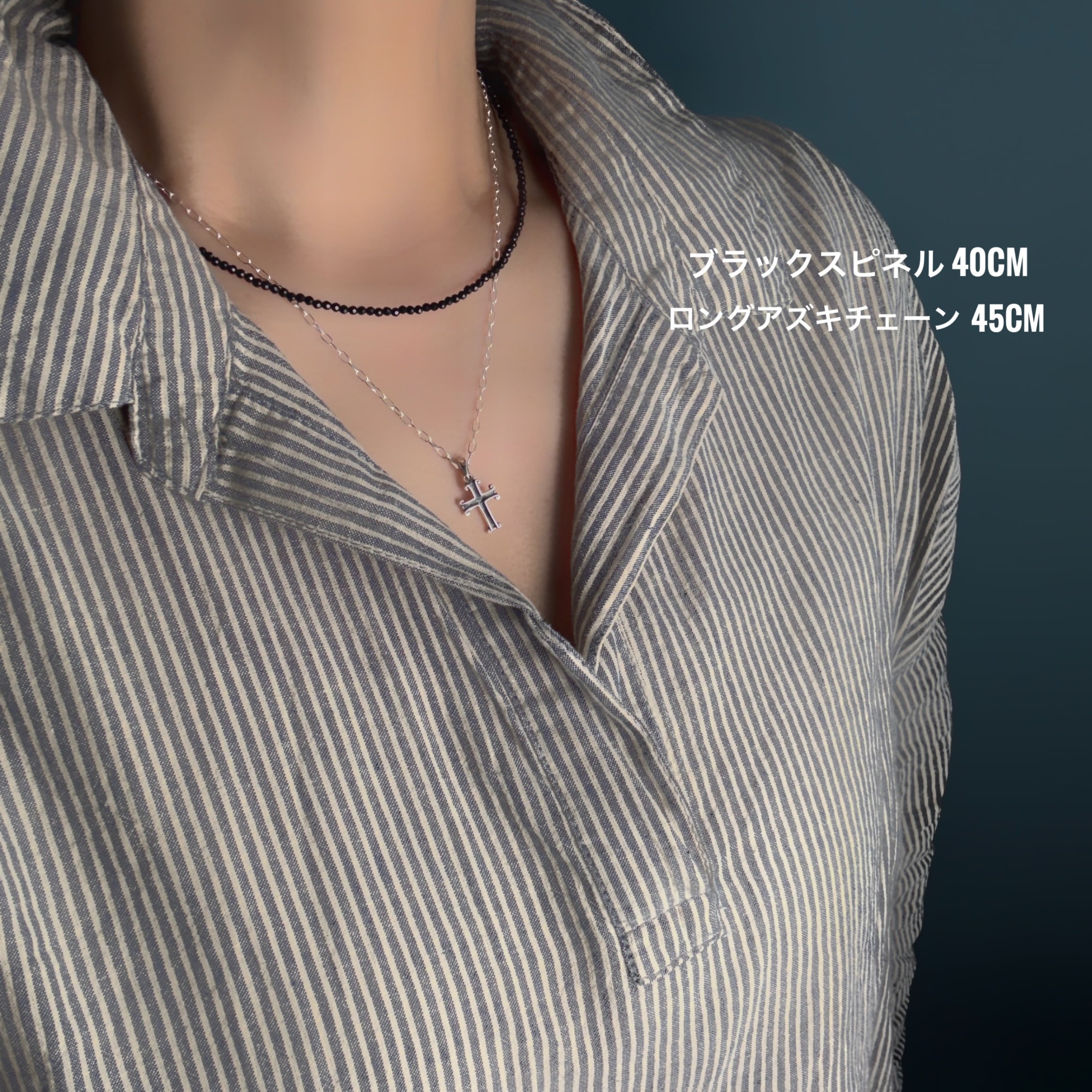 Lagoon Original ブラック スピネル 0.2cm 一連 ネックレス 40/45cm