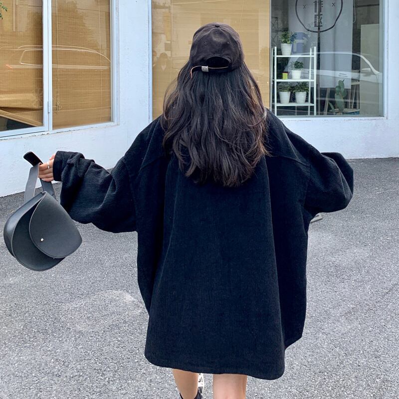 カジュアル黒ジャケット コーデュロイ襟付き コーデュロイ襟ワークジャケット | CPCM(シーピーシーエム)レディース