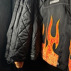 YAMAHA フレイム ライダースジャケット バイカージャケット 黒×赤ファイアー 刺繍ロゴ ヤマハ