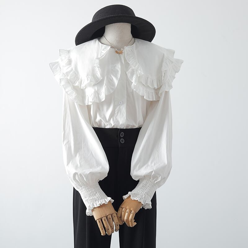 Large double collar lantern sleeve shirt TB-TO-0355