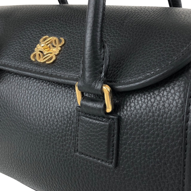 LOEWE ロエベ ハンドバッグ ブラック アラモ28 アナグラム ターンロック レザー 2way ミニボストン vintage ヴィンテージ オールド v54wyi