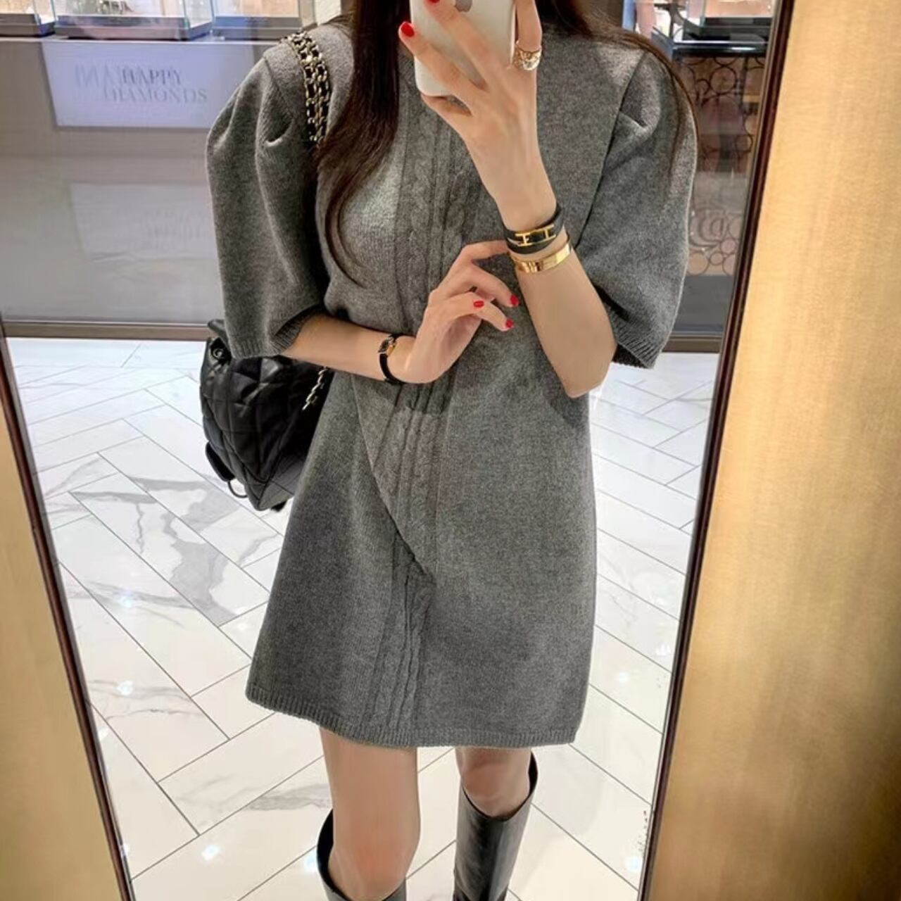 ケーブルニット ミニワンピース A4425