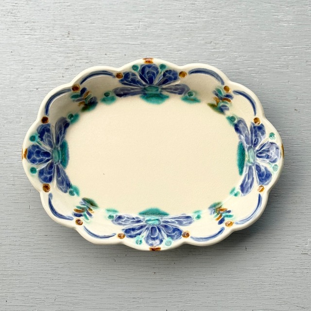 花リースリムプレートS（染付）