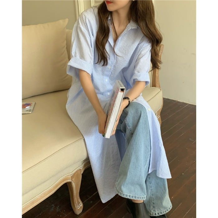 シャツ スカート ドレス サマー薄手ロング 夏物 モンロー80299329676