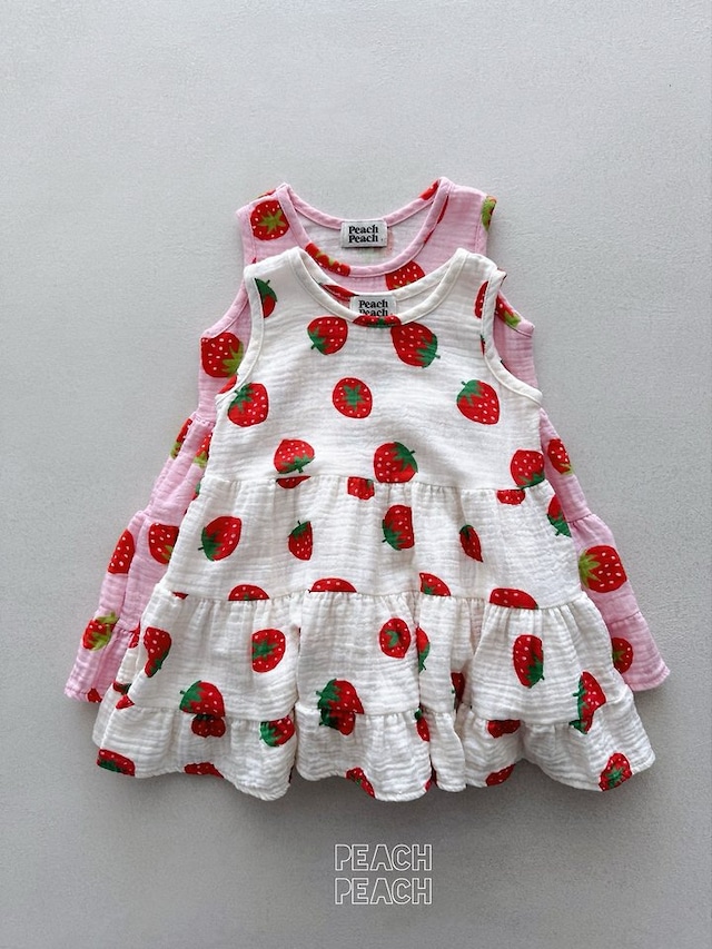 【取寄】peach peach|strawberry dress|いち고ワンピース|XS-XXL|kids&jr|26 summer