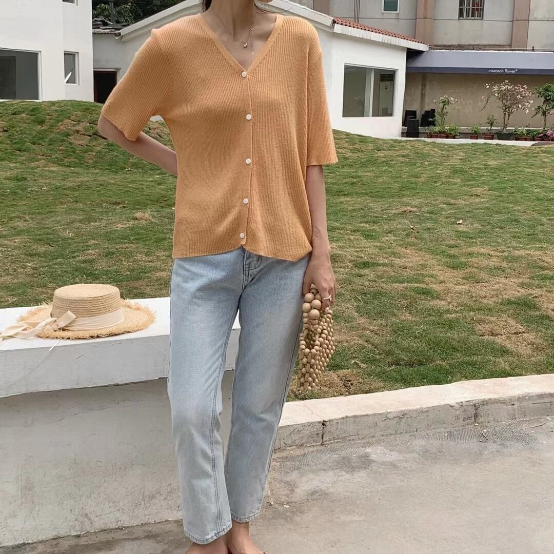 Vネック　シンプルカーディガン　AJ2205-645