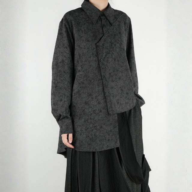 Asymmetric Wrap Tie-Dye Long Shirt　H0324