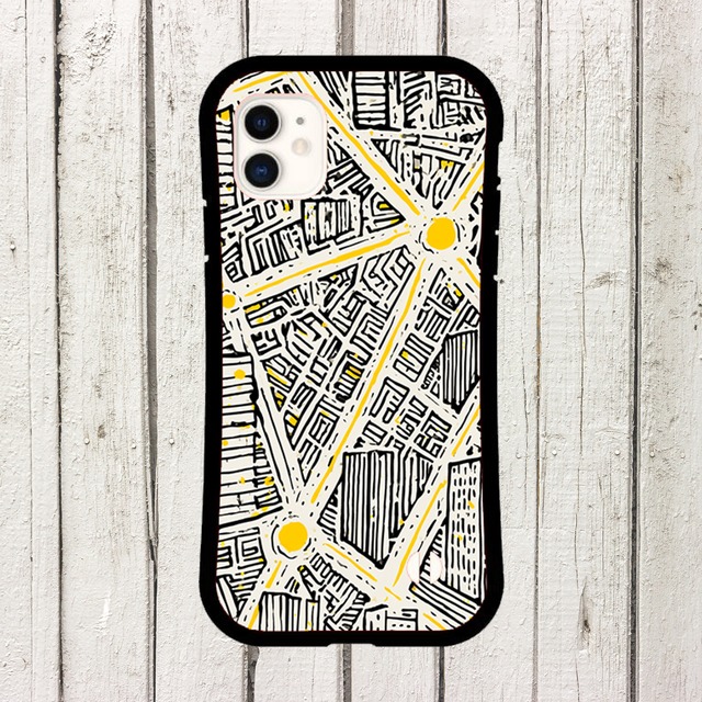 受注生産 iPhoneケース モノトーン街路マップ｜都市地図 UMAP018A