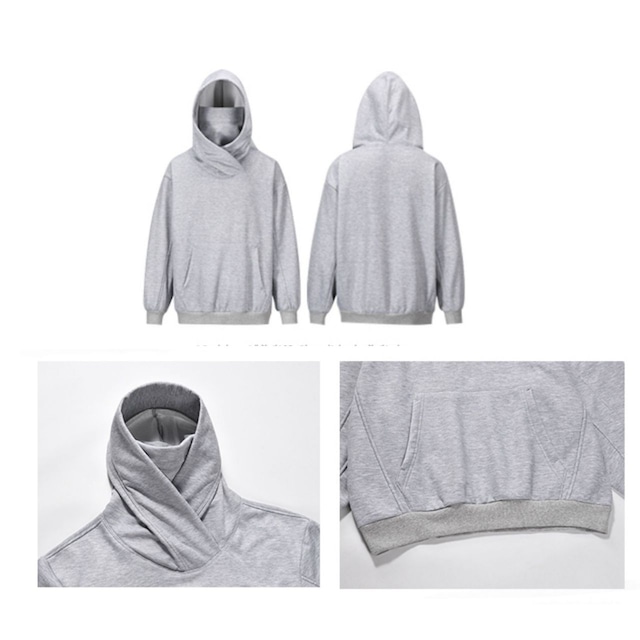 メガフードハイネックフュージョンパーカー 2col   R01303