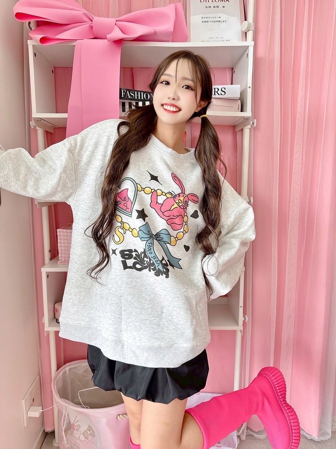 Grayカジュアルトレーナー♡/韓国/レディースファッション/可愛い/おしゃれ/カジュアル/ラフ/春/秋/冬