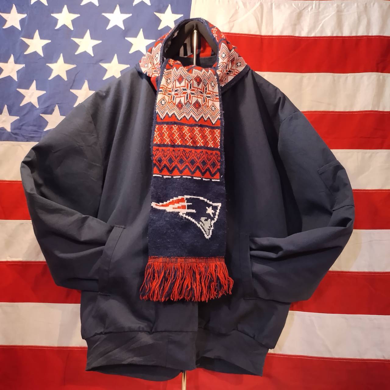 Used マフラー◆NFL New England PATRIOTS レッド×ブルー◆USA古着 サッカーマフラー