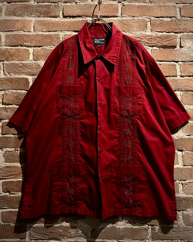 【Caka act3】Embroidery Design Vintage Loose S/S Cuba Shirt