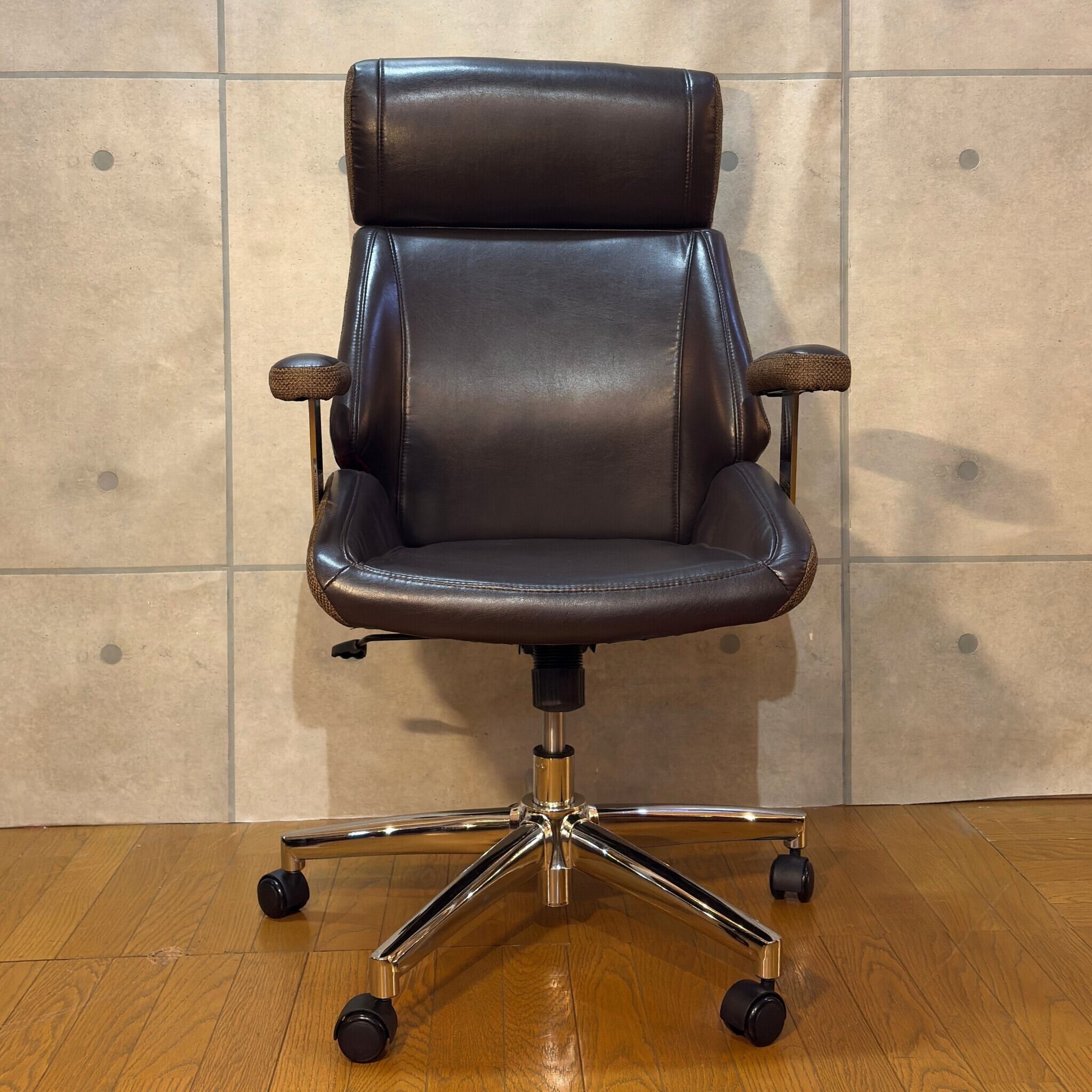 新品】ヴィンテージ風 デスクチェア WP | レザー×ファブリック