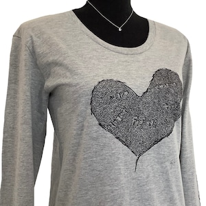 Emotion heart ( 感情ある心 ) Uネック ロングTシャツ ヘザーグレー