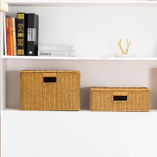 収納ボックス 大型 蓋付き 編みバスケット カバー付き キャビネット対応 ナチュラル ラタン ナチュラル おしゃれ 可愛い 省スペース コンパクト ミニマリスト 韓国 北欧