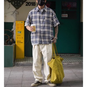Flannel check chest pocket shirt 1457
