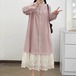 2色／裾レースシャツワンピース ・8946