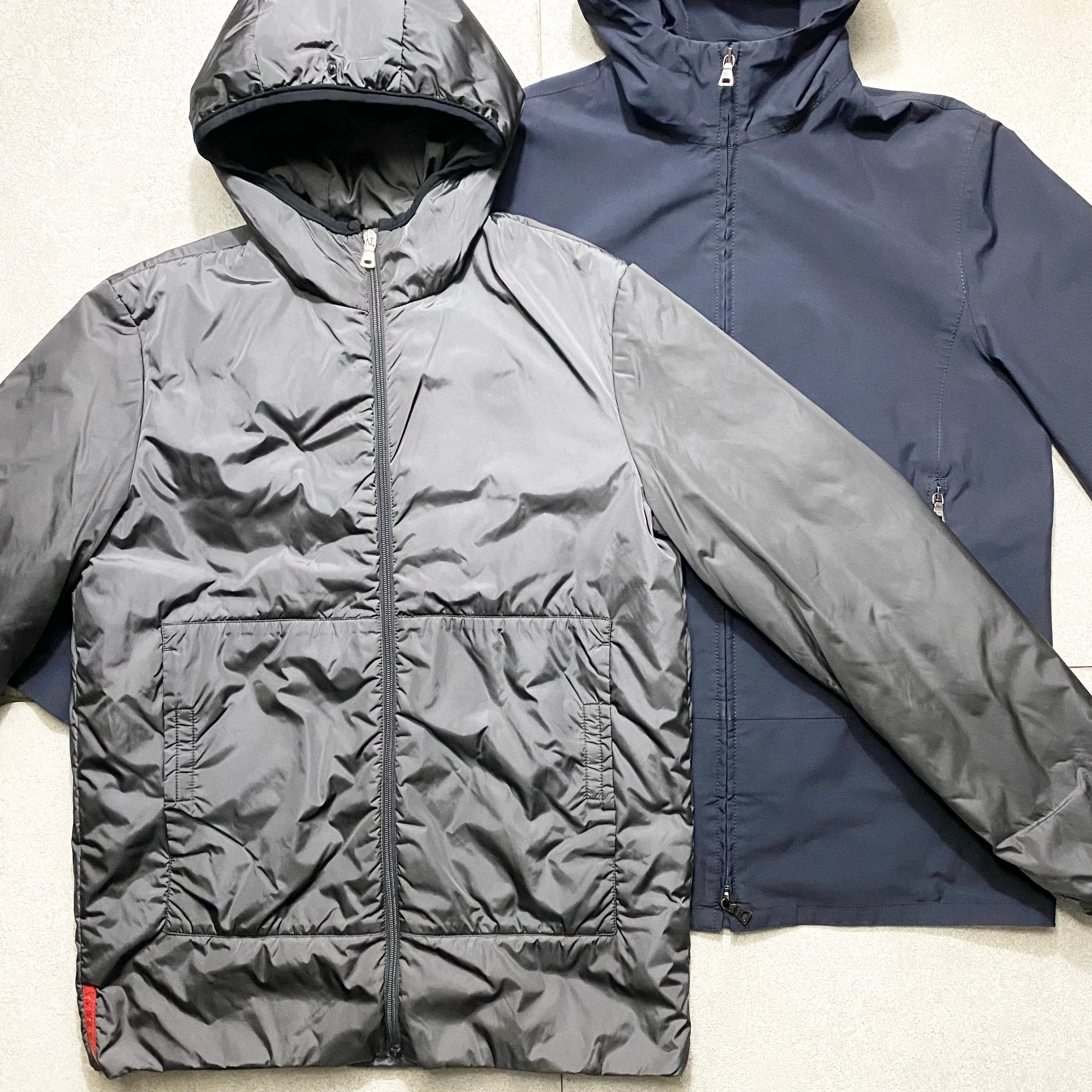 PRADA navy & gray nylon layered jacket | NOIR ONLINE