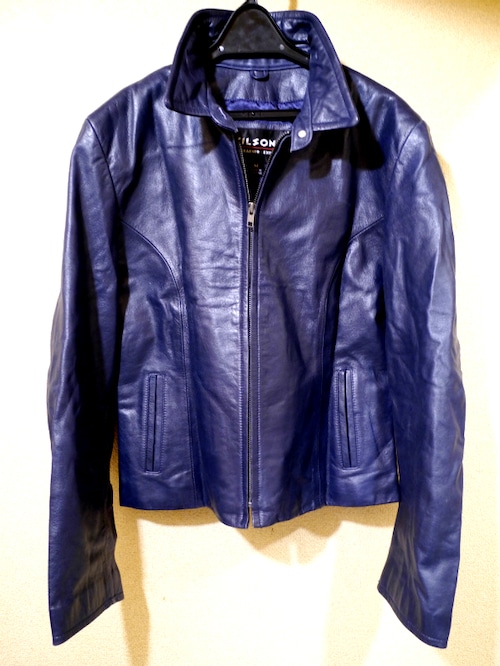 レア◆WILSONS ウィルソンズ メンズ レザー シングル ライダース ジャケット M青◆ なかなか見かけない綺麗なブルーが秋冬の街並に映える♪ 